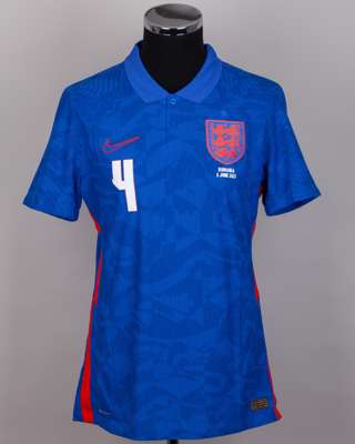Kalvin Phillips blue No.4 England v. Romania short-sleeved shirt, 2021
