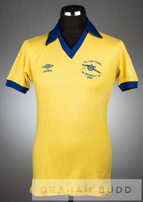Yellow and blue Arsenal spare jersey v West Ham United in the FA Cup Final at Wembley, 10th May 1980,
 by Umbro, short-sleeved, embroidered FA CUP FIN