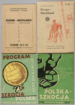 Scotland away programmes v Poland, Norway & Finland, 1954-65,
 v Poland 1st June 1958 and 23rd May 1965; v Norway 19th May 1954; v Finland 25th May 19