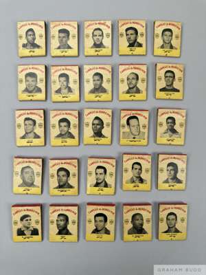 Collection of twenty-five unused match boxes/books depicting the Brazil 1958 World Cup-winning squad
 including Pele
