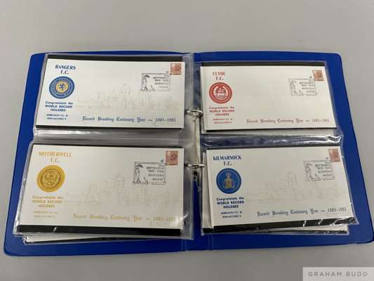 Arbroath FC binder containing FDC's re: Centenary Year 1885-1985, 
 of largest victory Arbroath 36 Bon Accord O., an individual cover for each Scottis