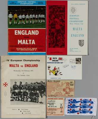 Excellent package England v Malta European football match home & away 1971, 
 match played at Gzira Stadium Valletta Malta; match programmes M.F.A. of