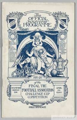Aston Villa v. Huddersfield Town F.A. Cup Final; match programme, 24th April 1920 played at Stamford Bridge

 The programme condition is very good, wi