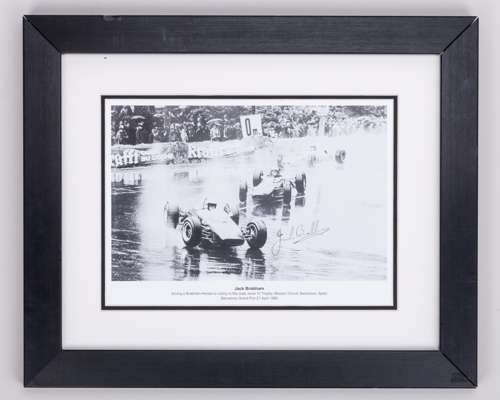 Jack Brabham Signed 1966 Barcelona Grand Prix Framed Photo