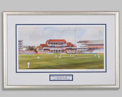 Dickie Bird Cricket Ambassador of the Year 2014 Headingley by Terry Harrison print