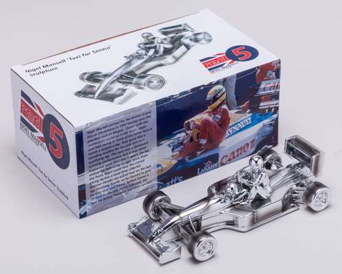 Nigel Mansell Signed Chromed Sculpture 'Taxi for Senna' 1991 Williams Renault - 1:18 Scale