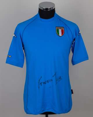 Replica blue Italy autographed short-sleeved shirt