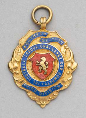 Football League Third Division (Southern Section) Challenge Cup winner's medal awarded to Percy Whittaker the of Reading FC goalkeeper, Season 1937-38
