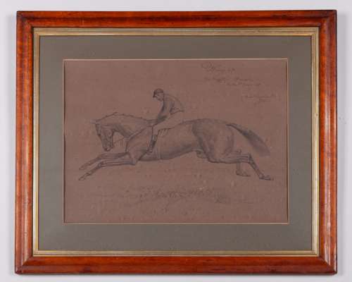Basil Nightingale (British, 1864-1940) drawing of King Edward VII's Derby winner Minoru