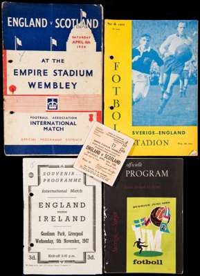 A collection of 62 big match football programmes dating between 1945 and 1959, F.A. Cup Finals for 1944-1947 inc. (all punch-holed), then undamaged ex