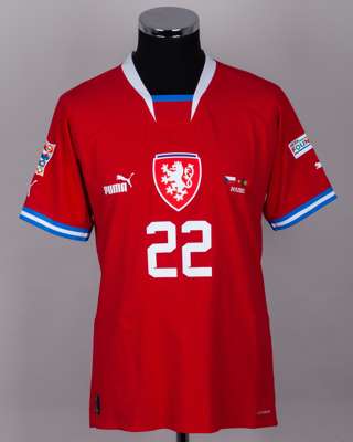 Tomas Soucek red No.22 Czech Republic v. Portugal short-sleeved shirt, 2022