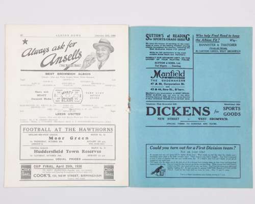 West Bromwich Albion Reserves v. Leeds United Reserves, match programme, 12th October 1935