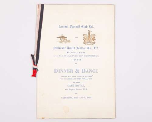 1932 Arsenal and Newcastle United F.A.Cup Final VIP Dinner & Dance menu card