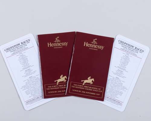 Two Sir Peter O'Sullevan signed racecards for his last day as a BBC race commentator in 1997