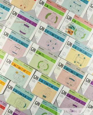 A complete collection of 39 tickets from the 1974 World Cup in West Germany