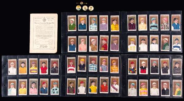 A racecard for the 1926 St Leger at Doncaster won by Lord Woolavington's ''Coronach'', sold together with a 50/50 set of Ogden's cigarette cards Owner