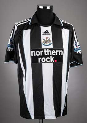 Michael Owen black and white No.10 Newcastle United Adidas signed home jersey,
 the jersey is a short sleeved example with the Carling Premier League 