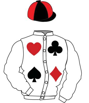 The British Horseracing Authority Sale of Racing Colours: WHITE, RED heart and diamond, BLACK spade and club quarters, BLACK and RED quartered cap  PL