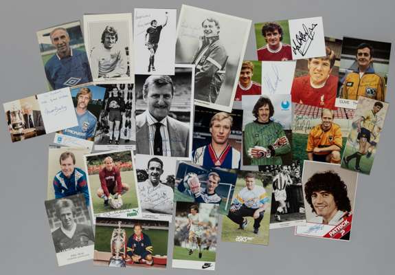 Sixty-seven football related signed cards from the 1960s, 
 including players, goalkeepers and mangers, domestic and international examples, players i