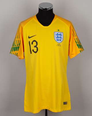 Jack Butland yellow and green No.13 England v. Nigeria short-sleeved shirt, 2018