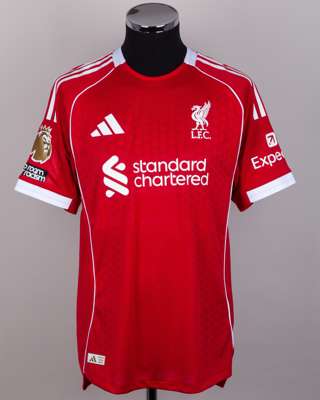 Dominik Szoboszlai red No.8 Liverpool autographed match issued short-sleeved shirt