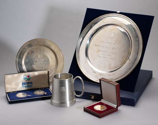 A silver presentation salver 2000, 
 the centre inscribed THE FOOTBALL ASSOCIATION Presented by The Football Association UEFA European Football Champi