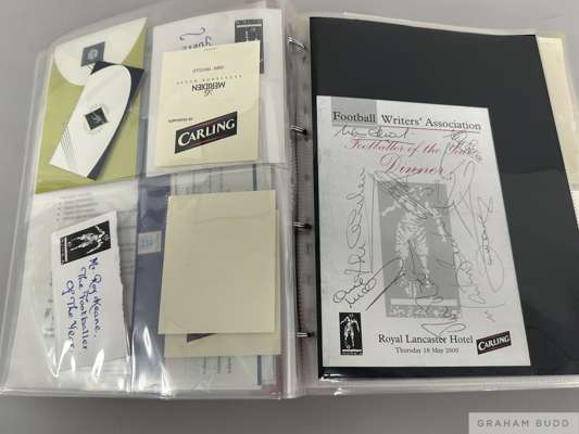 Collection of Manchester United dinner menus and associated memorabilia including autographed items,
 including 1963 F.A. Cup Final Manchester-Wembley