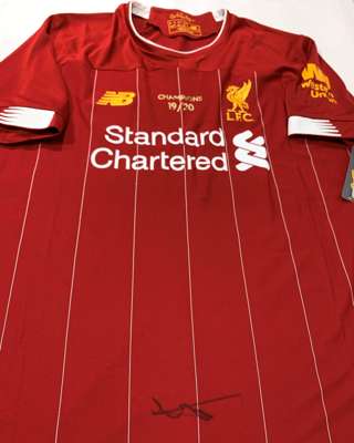 Liverpool's Trent Alexander-Arnold signed 2019-20 Premier League Champions Liverpool limited edition jersey,
 signed on the front middle/bottom, with 