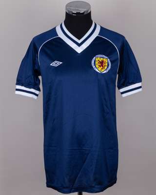 Blue and white No.18 Scotland short-sleeved shirt, 1982-83
