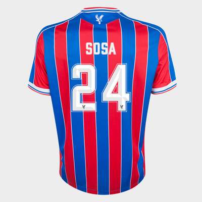 Borna Sosa red and blue No.24 Crystal Palace v. Dynamo Kyiv match worn shirt