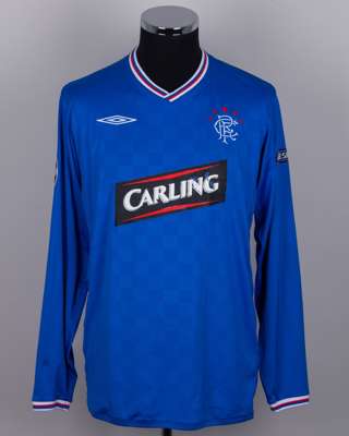Sasa Papac blue No. 5 Rangers Champions League long-sleeved shirt, 2009