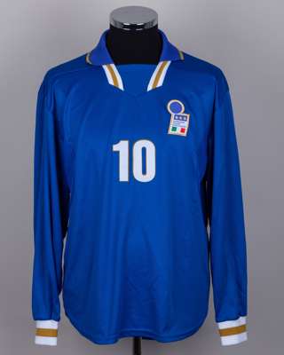 Alessandro Del Piero blue No.10 Italy v. Slovakia match worn long-sleeved shirt, 1998