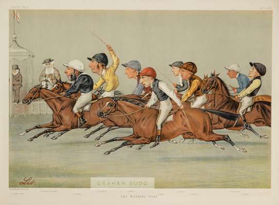 Vanity Fair supplements horse racing prints, 
 including "The Winning Post", "On the Heath" and "Kirby Gate", each with wear (7)