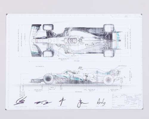 Mercedes-AMG Petronas Motorsport 2019 Signed Technical Drawing