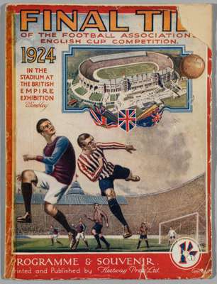F.A. Cup Final programme Aston Villa v Newcastle United played at Wembley Stadium 26th April 1924,

 Lacking back colour wrapper, paper loss top right