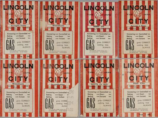 A good collection of Lincoln City home match programmes from 1944 to 1961, 
 including Bradford Park Avenue Res., 1960, Nottingham Forest 1947 etc., a