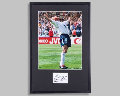 Paul Gascoigne signed England Euro '96 framed photograph presentation