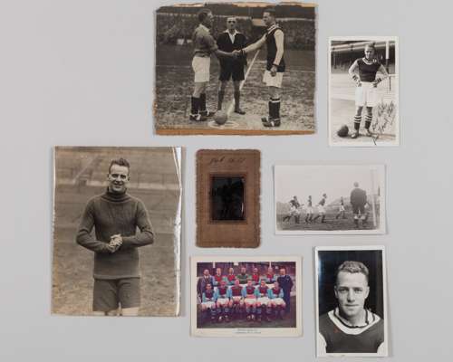 Frank Shell - two player profile black and white photographs, handwritten letter