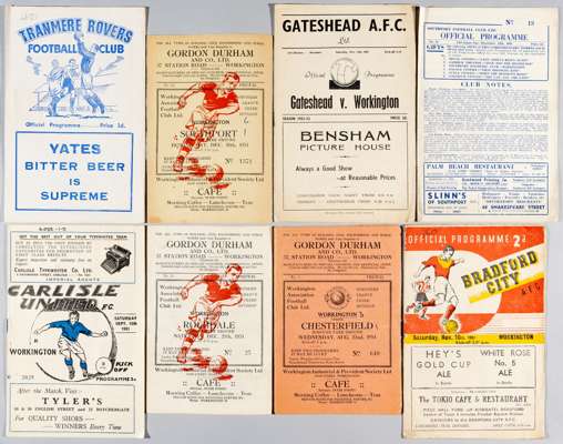 Workington first League season 1951-52,
 full set of home matches 1 to 24, missing only FAC v Witton Replay (23); sold with aways at Bradford City, Li