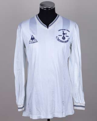 White and blue No.3 Tottenham Hotspur long-sleeved shirt, 1982