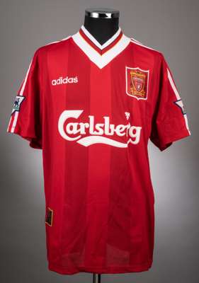 Nigel Clough red Liverpool FC home jersey from the 1995-96 season.
 Player issue Adidas short sleeved example with the Barclays Premier League badges 