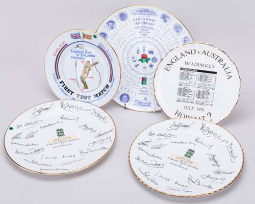 Ian Botham - seven various commemorative test match plates
