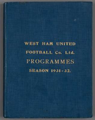 Bound volume of West Ham United home programmes season 1931-32,
 comprising first team (Football League Div 1) and reserves (London Combination and Lo