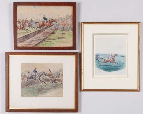 George Finch Mason (British, 1850-1915) watercolour of a steeplechase