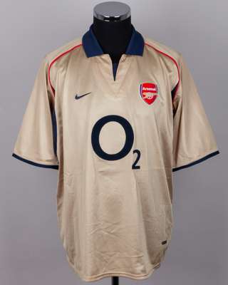 Igors Stepanovs gold and blue No.26 Arsenal short-sleeved shirt, 2002-03