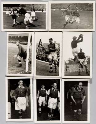 FOOTBALL POSTCARDS 1946-1949, COLLECTION OF 16 PLAIN BACK B&W PHOTOGRAPHIC POSTCARDS,  INCLUDING: Arsenal F.C. Players inc: Joe Mercer (with Don Roper