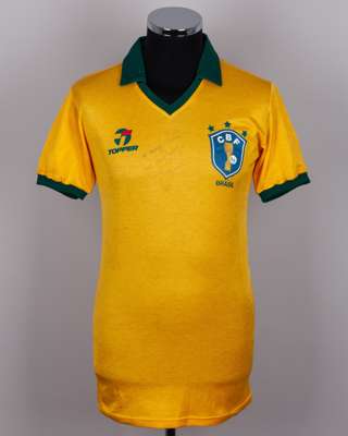 Zico yellow No.10 Brazil short-sleeved shirt, 1986
