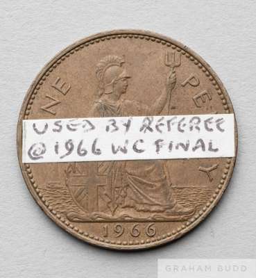 The English penny used by Swiss referee Gottfried Dienst