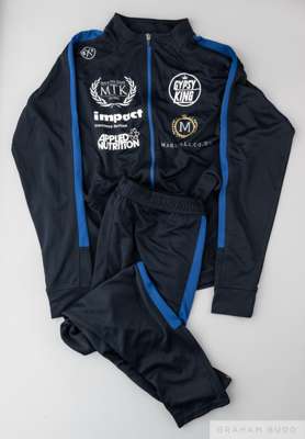 Tyson Fury navy & blue pre-fight tracksuit worn for the Deontay Wilder I fight held at Staples Center, Los Angeles,1st December 2018,
 Finden Hales tw