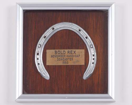 Racing plate worn by Bold Rex when winning the 1985 November Handicap at Doncaster
